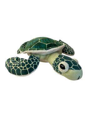 Wild Republic Plush Sea Turtle Stuffed Animal 10" Green Cream Soft Toy Realistic